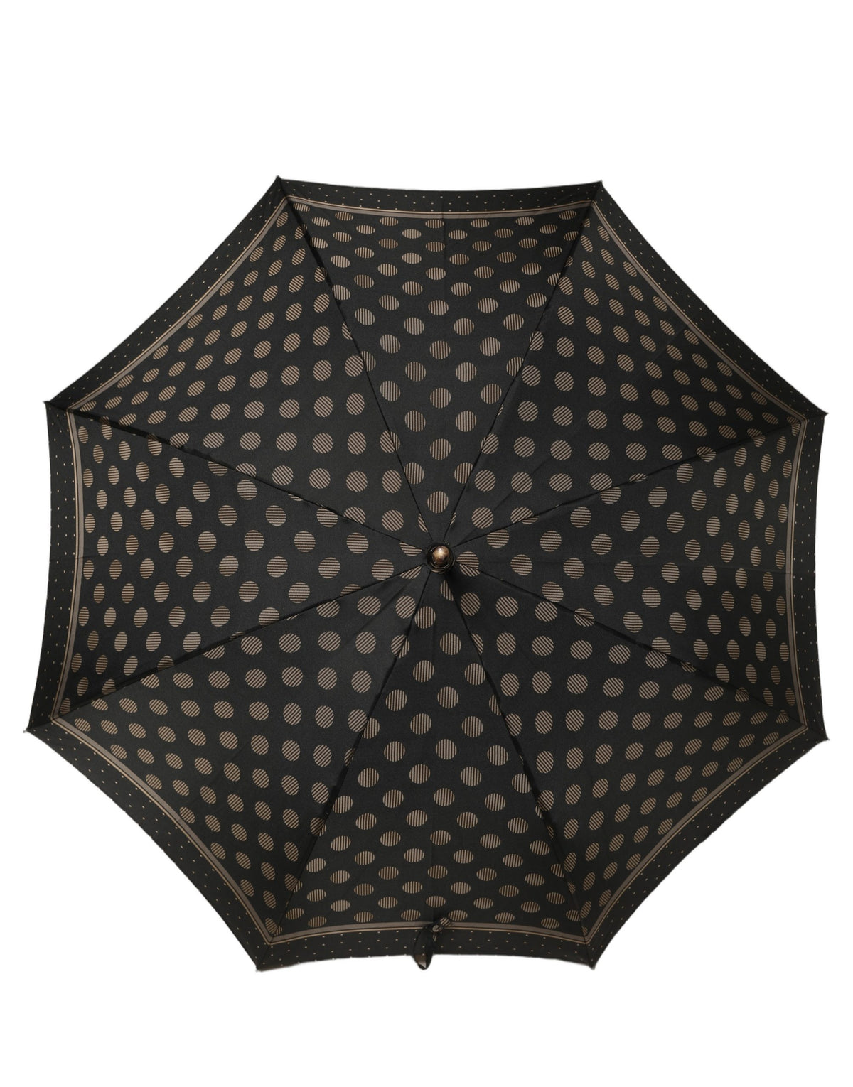 Black Gold Jacquard Polka Dot Long Handle Umbrella