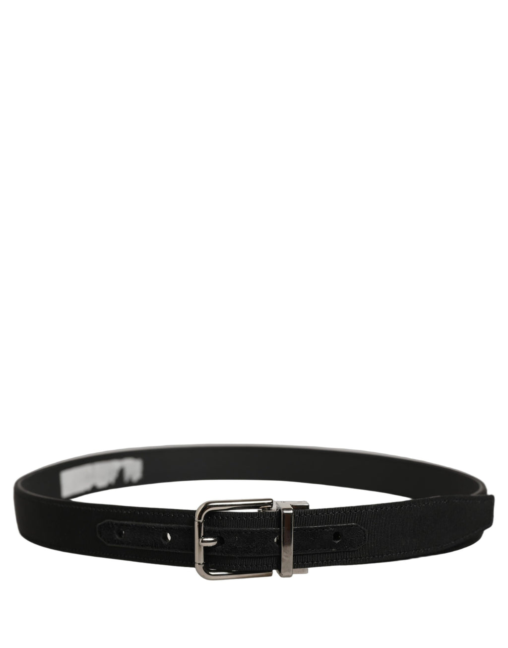 Black Classic Leather Silver Tone Buckle Belt