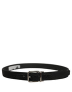 Black Classic Leather Silver Tone Buckle Belt