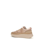 Beige Nylon Athletic Sneakers