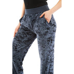 Blue Polyester Casual Pants