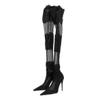 Black Over The Knee Sock Pumps Boots Shoes