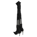 Black Over The Knee Sock Pumps Boots Shoes