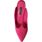 Fuchsia Suede Leather Mules Sandals Shoes