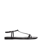 Black Leather Flip-Flop Sandals