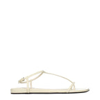 Beige Leather Flip-Flop Sandals