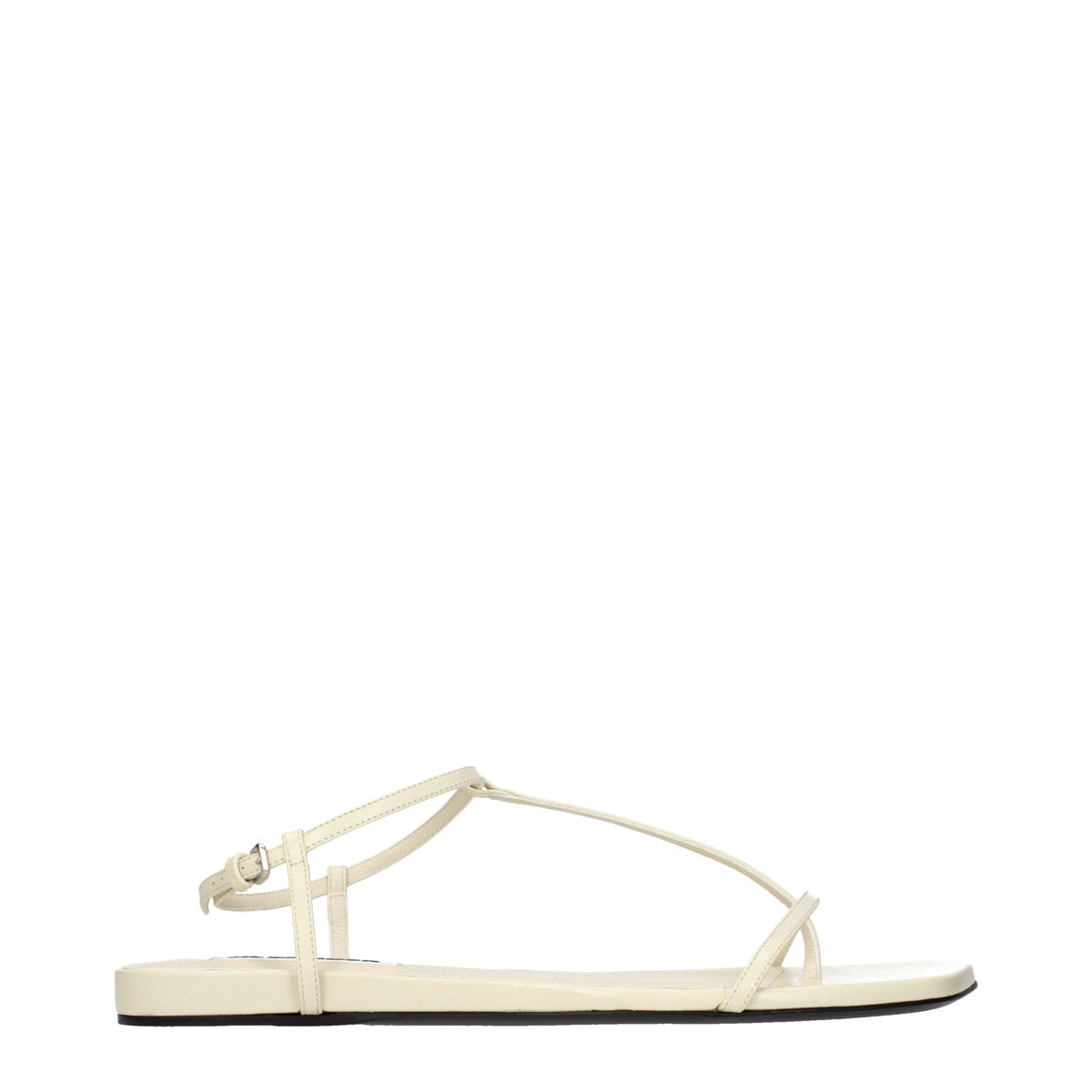 Beige Leather Flip-Flop Sandals