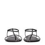 Black Leather Flip-Flop Sandals