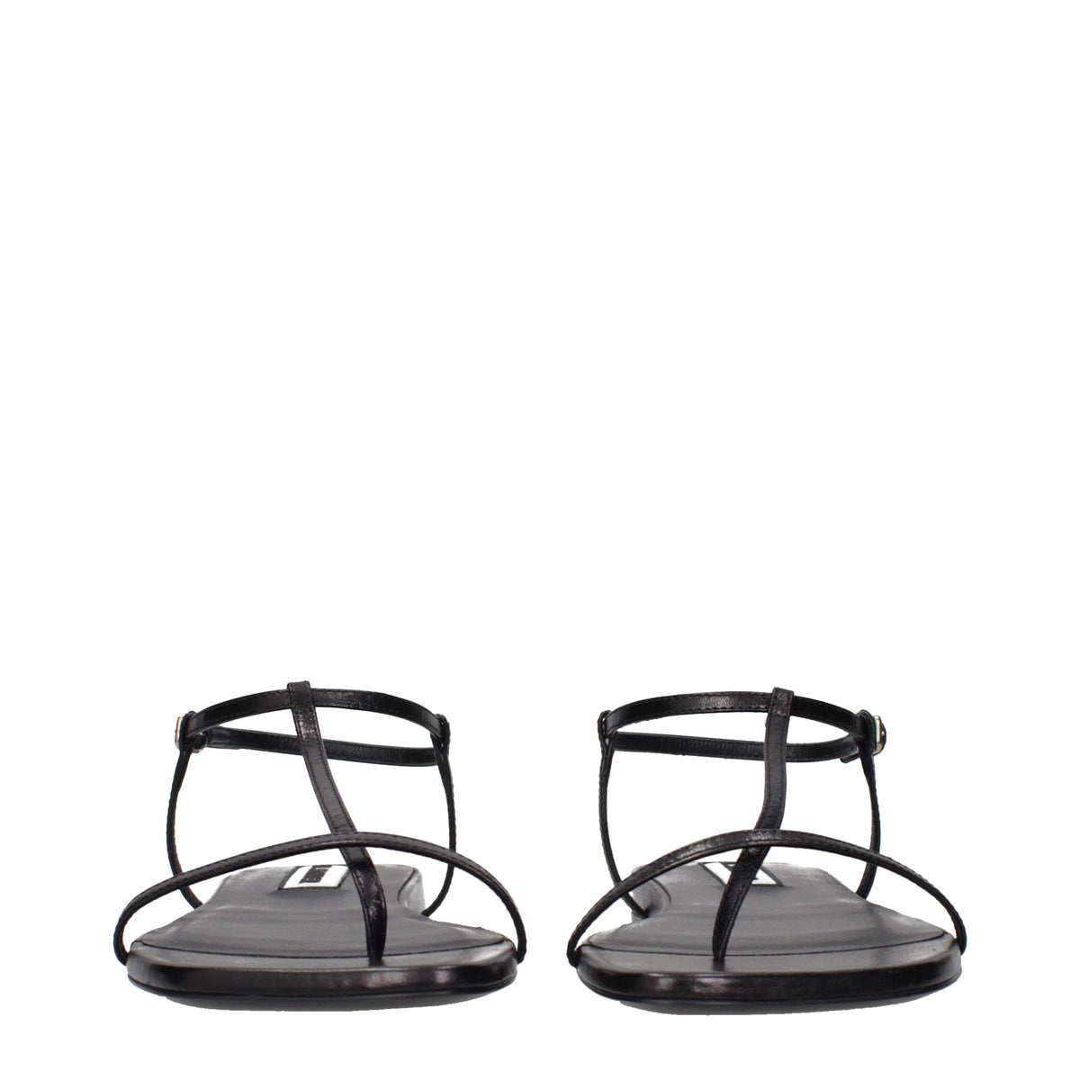 Black Leather Flip-Flop Sandals