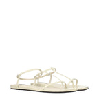 Beige Leather Flip-Flop Sandals