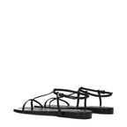 Black Leather Flip-Flop Sandals