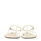Beige Leather Flip-Flop Sandals