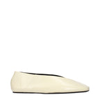 Beige Leather Ballet Flats
