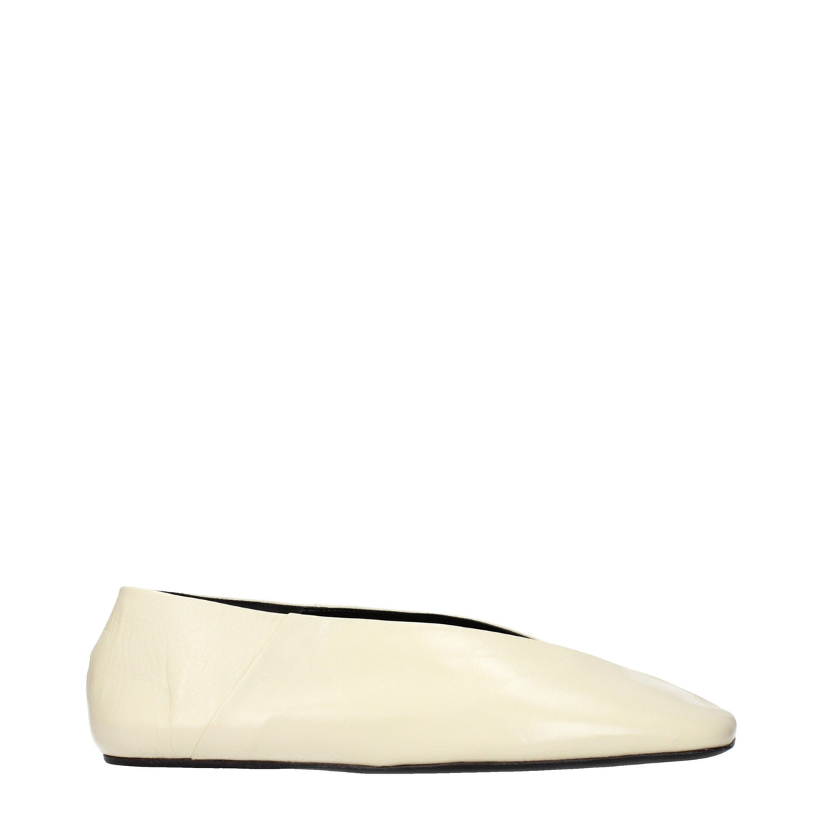 Beige Leather Ballet Flats