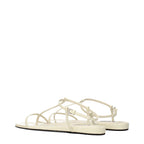 Beige Leather Flip-Flop Sandals