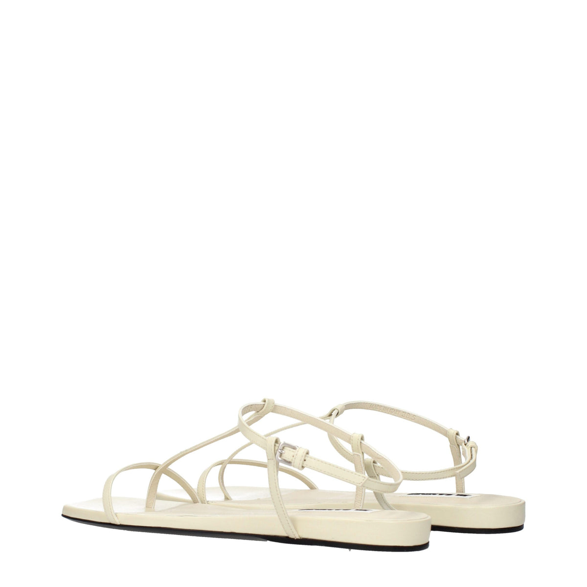 Beige Leather Flip-Flop Sandals