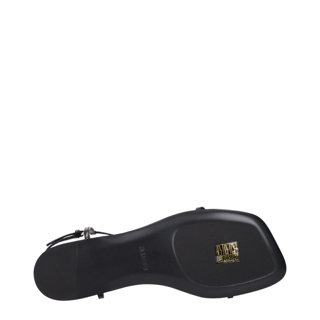 Black Leather Flip-Flop Sandals