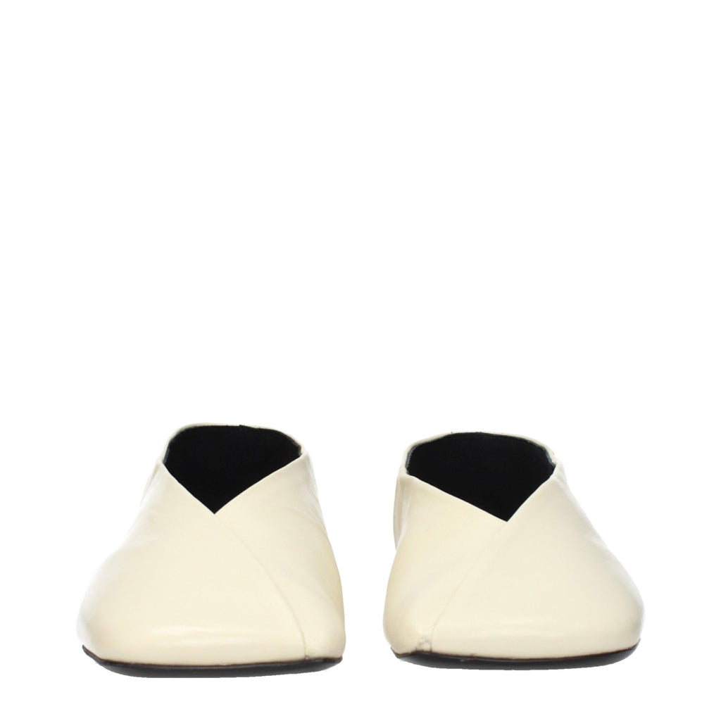 Beige Leather Ballet Flats
