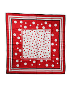 Red Polka Dot Print Silk Square Foulard Scarf