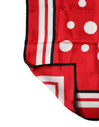 Red Polka Dot Print Silk Square Foulard Scarf