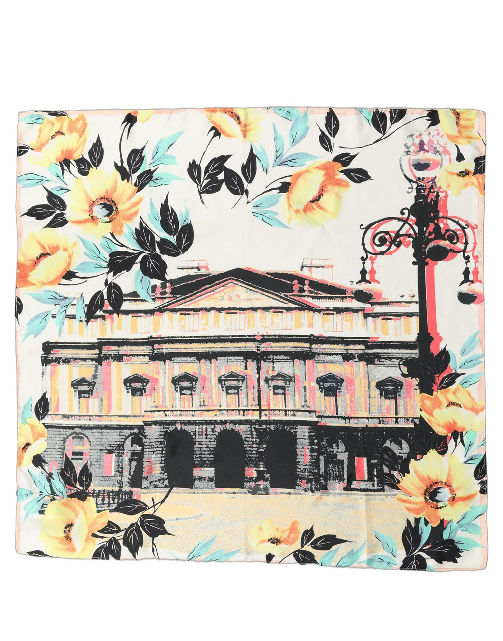 Multicolor Printed Silk Square Foulard Scarf