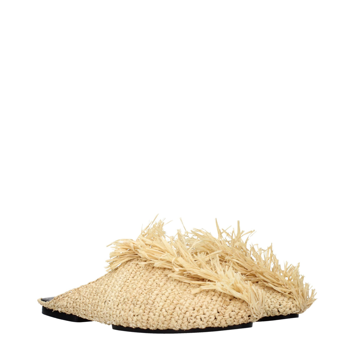 Beige Raffia Slippers