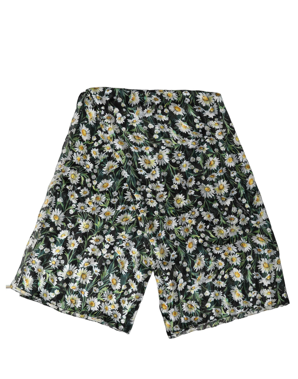 Black Floral Daisy Square Foulard Scarf