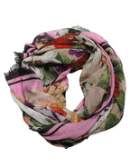 Multicolor Floral Cashmere Foulard Scarf