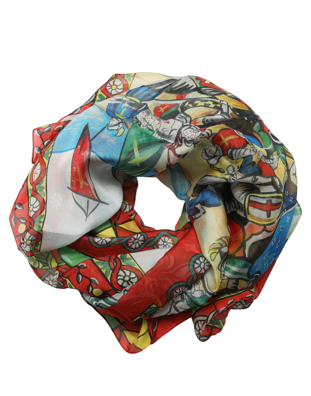 Multicolor Silk Printed Foulard Scarf