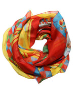 Multicolor Silk Carretto Print Foulard Scarf