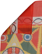 Multicolor Silk Printed Square Foulard Scarf