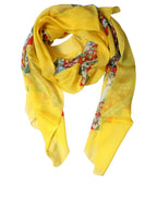 Yellow Silk Printed Shawl Stole Scarf