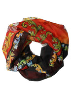 Multicolor Silk Printed Square Foulard Scarf