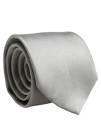 Gray Satin 100% Silk Adjustable Tied Men Necktie Tie