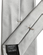 Gray Satin 100% Silk Adjustable Tied Men Necktie Tie