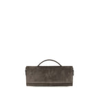 Brown Suede Leather Clutch Bag