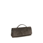 Brown Suede Leather Clutch Bag