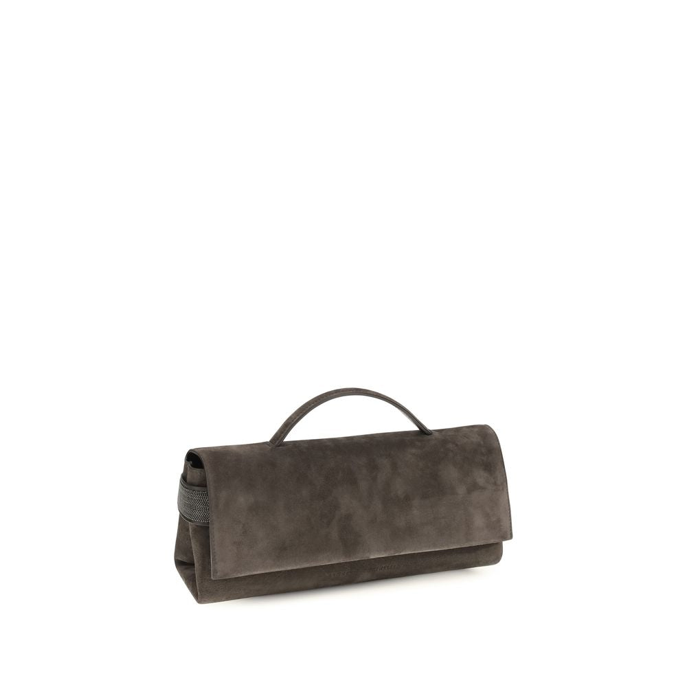 Brown Suede Leather Clutch Bag