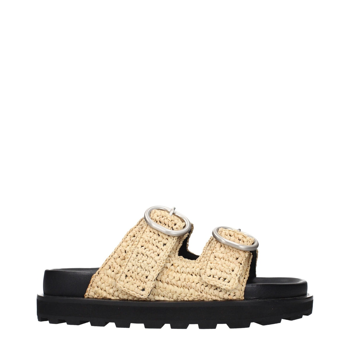 Beige Raffia Slippers