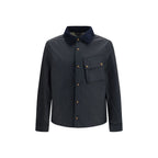 Blue Cotton Full-Length Jacket