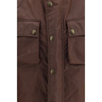 Brown Cotton Full-Length Jacket