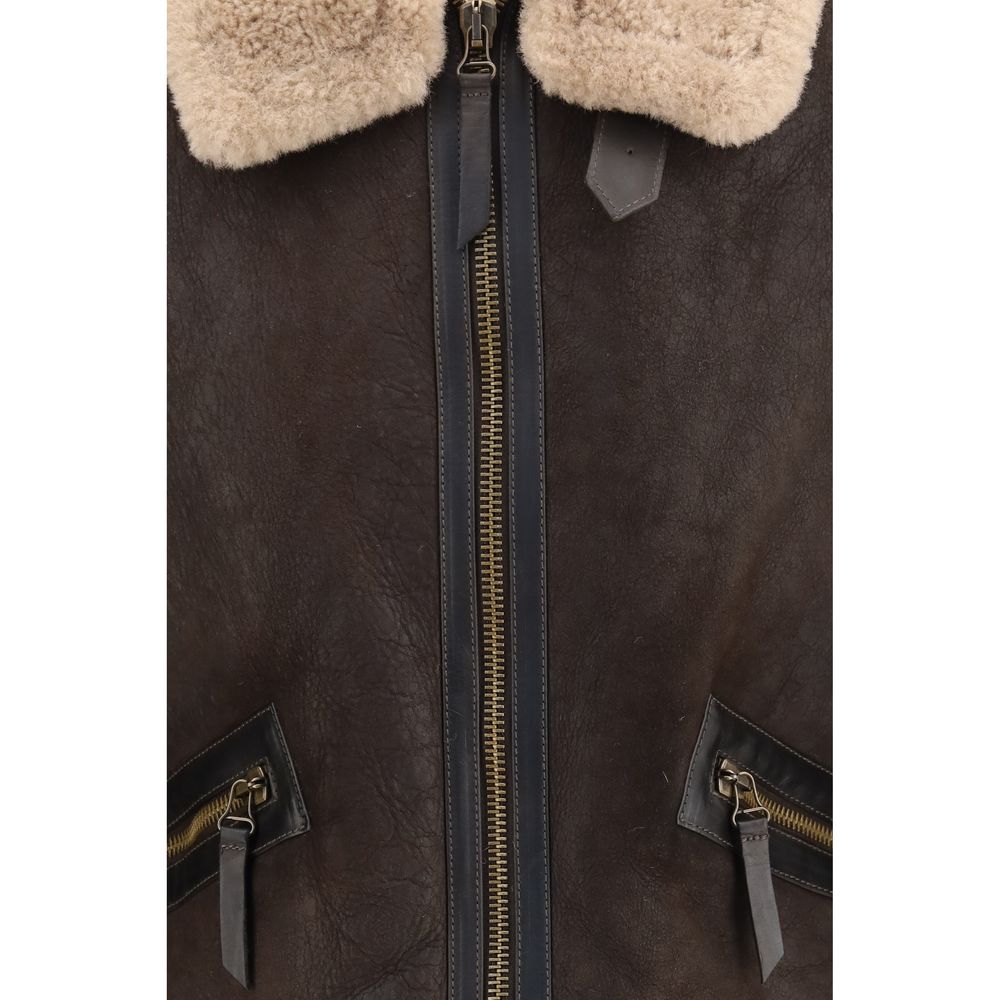Brown Lamb Leather Full-Length Jacket