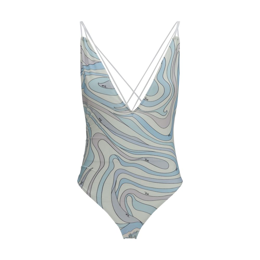 Blue Polyamide One-Piece Swimsuit