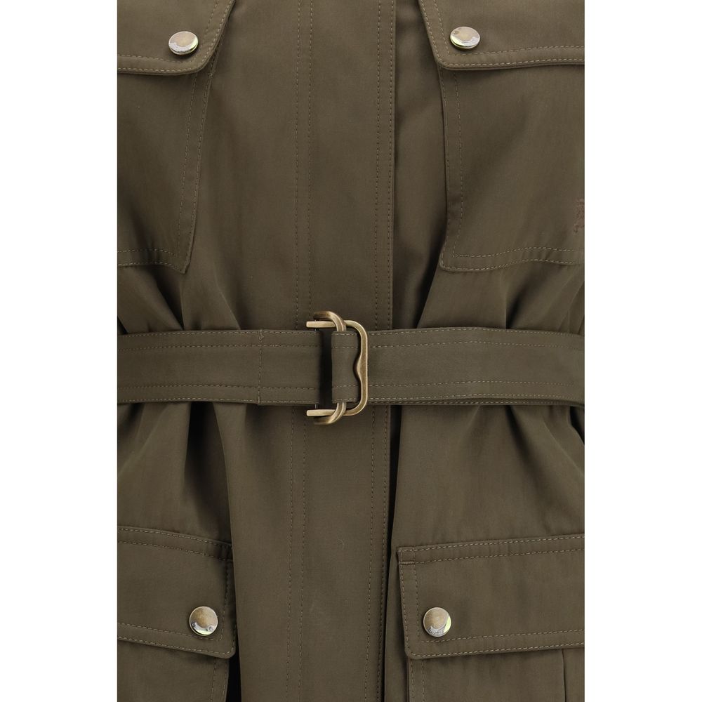Bicolor Cotton Full-Length Jacket