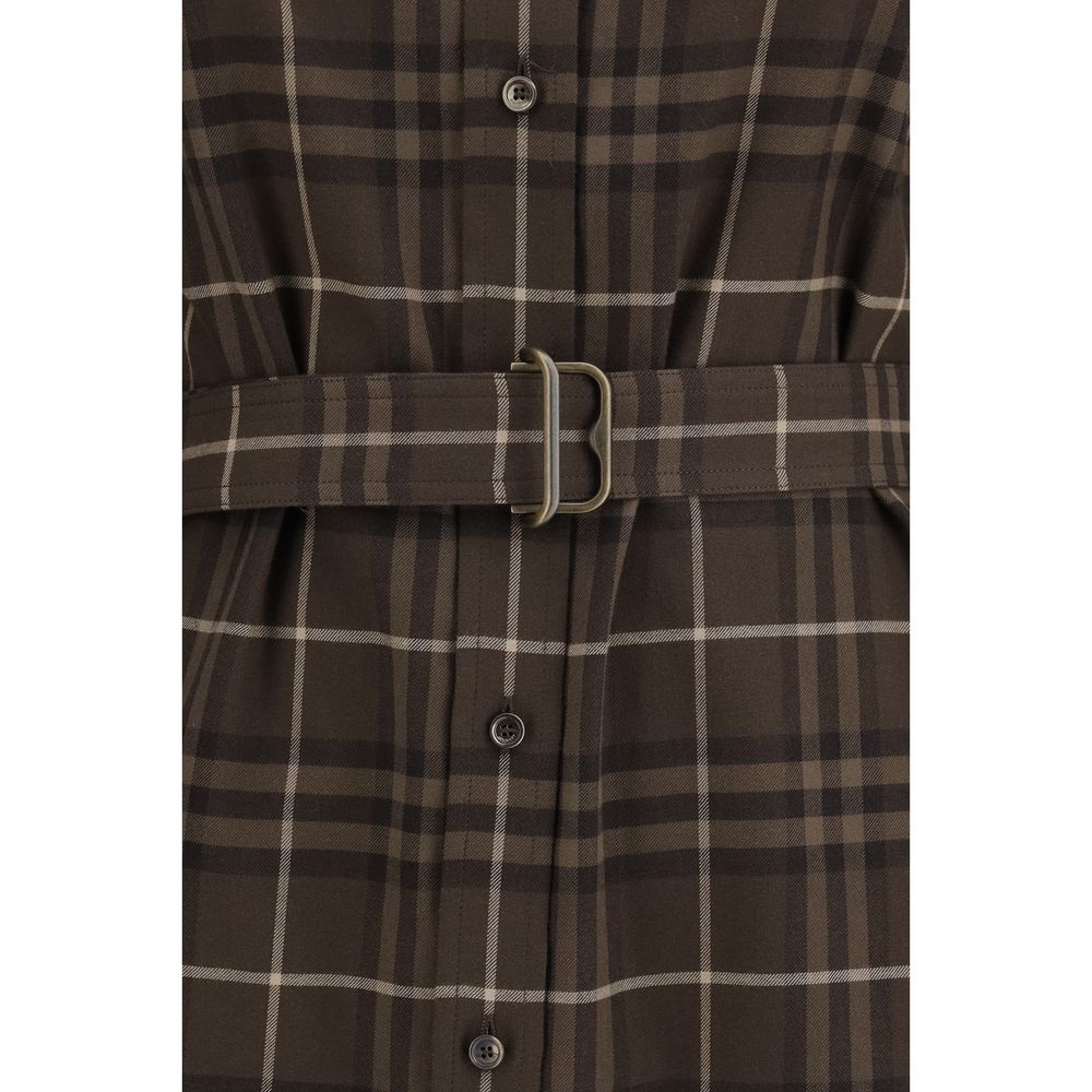 Brown Cotton Casual Dress
