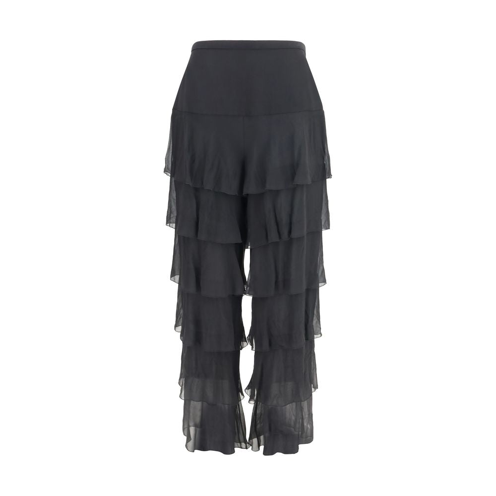 Black Silk Casual Pants