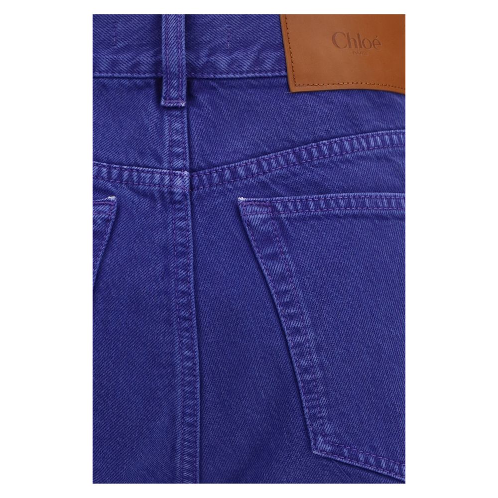 Blue Cotton Straight-Leg Jeans