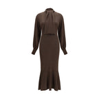 Brown Silk Casual Dress