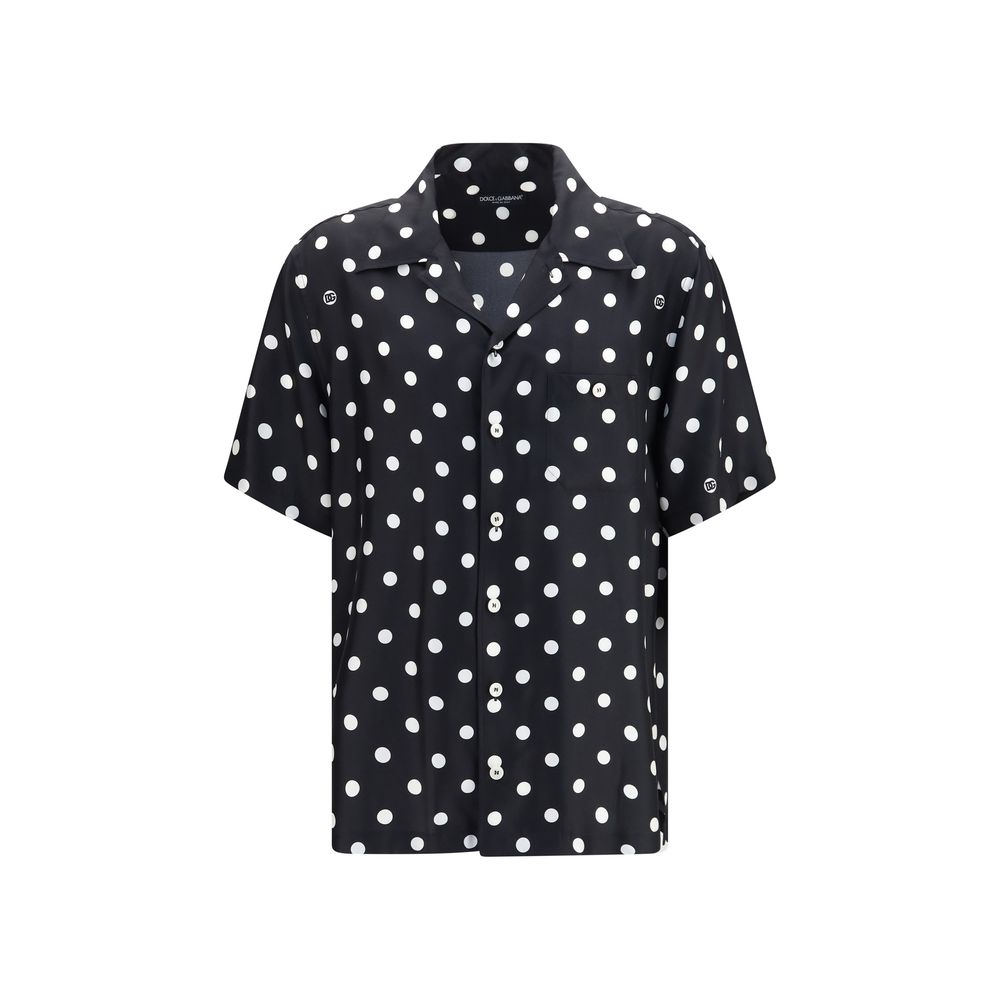 Black Silk Pattern Shirt