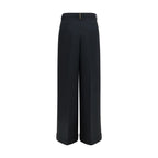 Black Acetate Casual Pants